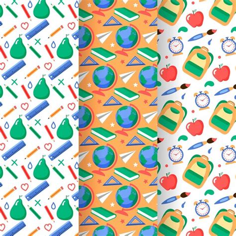 Back to school pattern collection | Free Vector