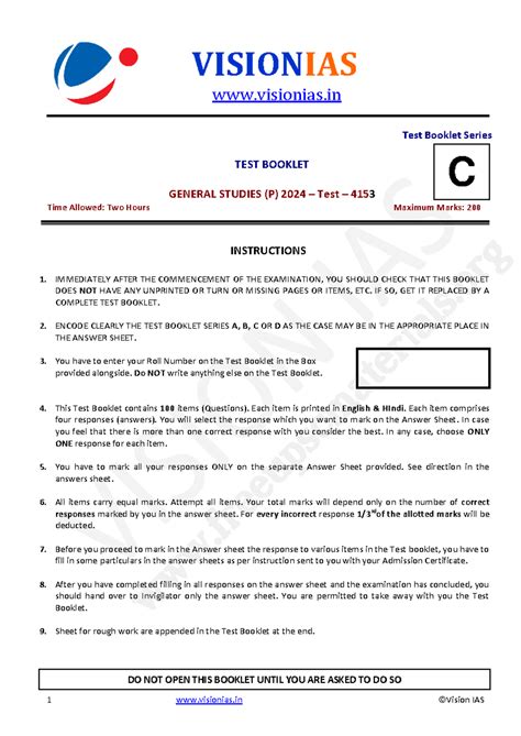 Vision CSP24T28Q freeupscmaterials - VISIONIAS visionias Test Booklet ...