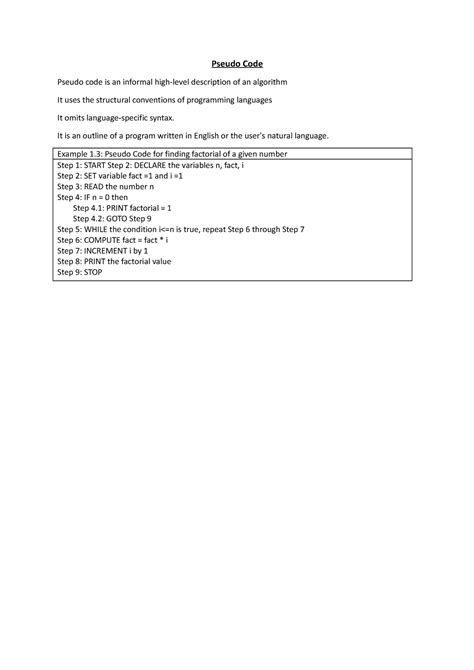 Pseudo Code - Pseudo Code Pseudo code is an informal high-level ...