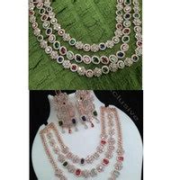 Buy American DIAMOND Choker NECKLACE Set With Earring Combo Cz Stone ...