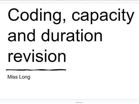 Image result for Coding Capacity and Duration of Memory