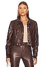 JONATHAN SIMKHAI STANDARD Becka Vegan Leather Jacket in Coffee | REVOLVE
