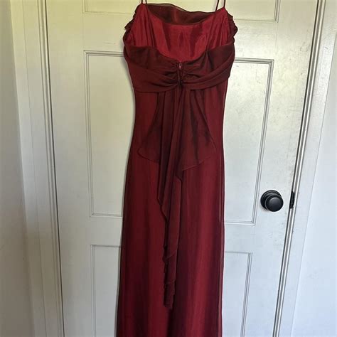 Floor length red 90s prom dress. Has a black sheer... - Depop