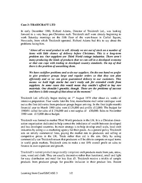 Case 3 Traidcraft - case study - Learning from Case/GS/CASE 3 1/ Case 3 ...