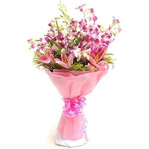 FloraZone Beauty in Perfection Fresh Flowers Bouquet (Bunch of Lilies ...