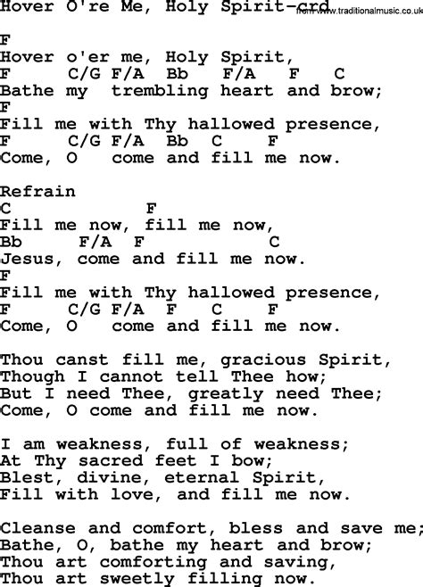 Top 500 Hymn: Hover O're Me, Holy Spirit - lyrics, chords and PDF
