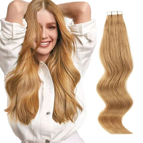 Amazingbeauty Semi-permanent Tape Attached Real Human Hair Tape ...