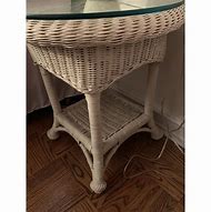 Image result for White Wicker Glass Top Side Table