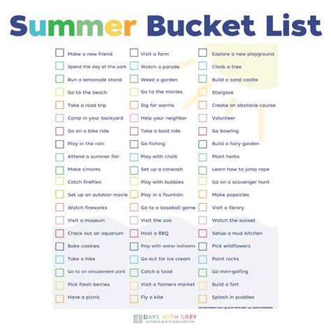Summer Bucket List Pdf at Harold Raines blog
