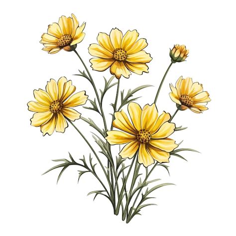 Coreopsis flor vetor clipart fundo branco | vetor Premium gerado com IA