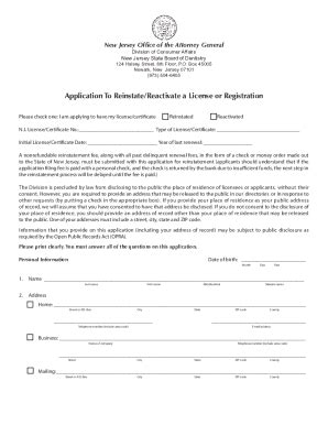 NJ Instructions For Reinstating/Reactivating A License 2019-2026 - Fill ...