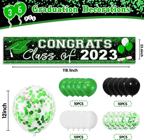 Buy 36 Pieces Graduation Banner Green Black and White Congrats Yard ...