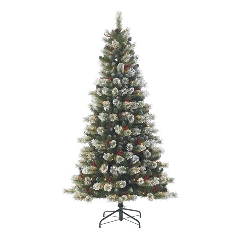 Buy Holiday Time 7.5ft Pre-Lit Flocked Sparkling Pine Artificial ...