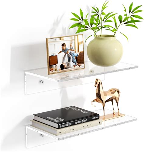 Amazon.com: WANLIAN 8 Inch Acrylic Clear Shelves for Wall No Drilling ...