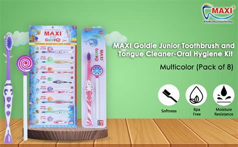 Buy MAXI Goldie Junior Toothbrush and Tongue Cleaner - Oral Hygiene Kit ...