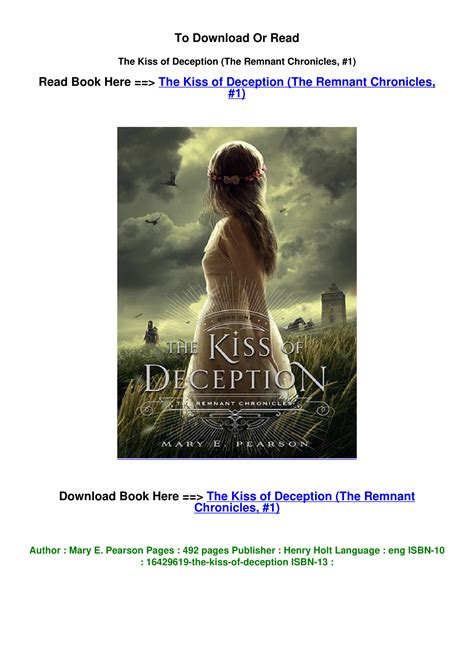 pdf download The Kiss of Deception The Remnant Chronicles 1 by Mary E ...