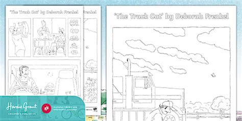'The Truck Cat' by Deborah Frenkel Colouring Pages