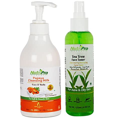 NutriPro Papaya Cleansing Milk With Tea Tree Face Toner 370GM| Enriched ...