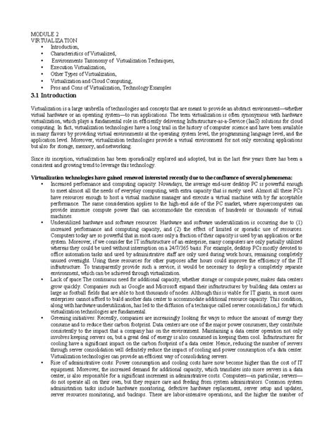 CC Module 2: Comprehensive Notes on Virtualization Techniques - Studocu