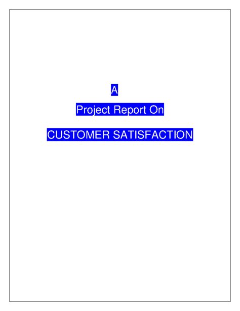 MBA Project - A Project Report On CUSTOMER SATISFACTION INDEX CHAPTER ...