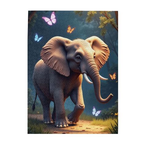 500 Piece Elephant And Butterflies Jigsaw Puzzle For Adults Challenging ...