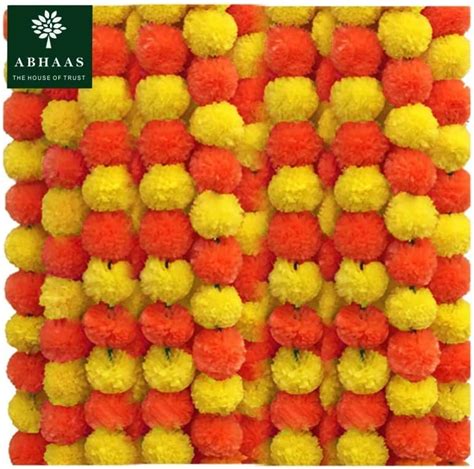 Buy Decoration Craft Artificial Marigold Flower Garlands (Orange, Pack ...