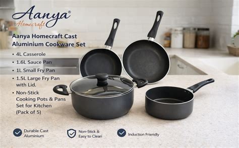Buy Aanya Homecraft Cast Aluminium Cookware Set | 4L Casserole + 1.6L ...