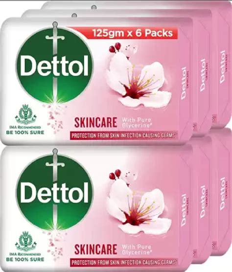 Buy Dettol Skincare Bathing Soap Bar, Pure Glycerine (6 x 125 g) Online ...