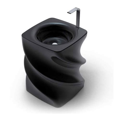 Black free-standing wash basin, modern design, Twist