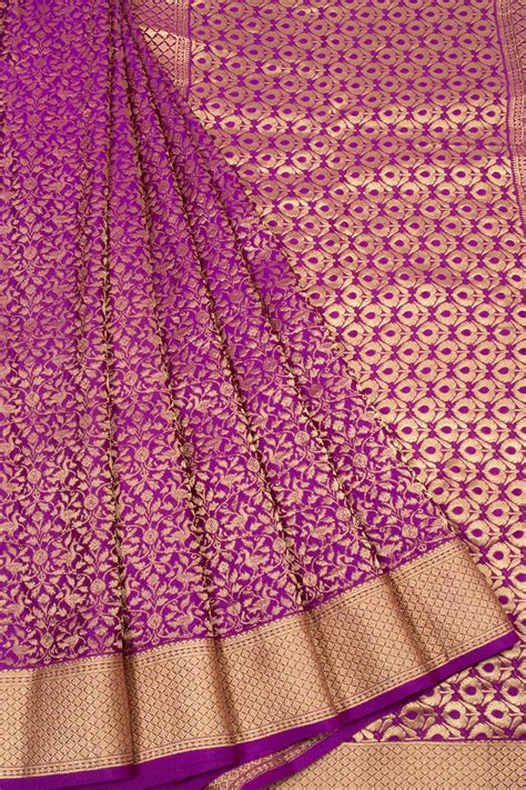 Violet Mysore Crepe Silk Saree | Avishya.com