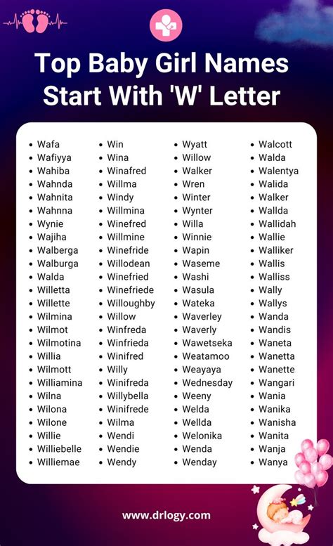Best Baby Girl Names Starting with 'W' Letter