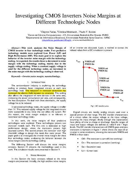 CMOS Inverter Noise Margin Analysis Across Tech Nodes: A Study - Studocu