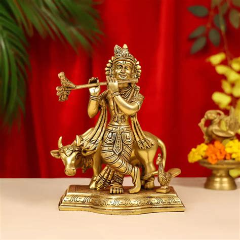 Buy Lord Krishna Brass Statue & Idols Online – Ethnic India Handicrafts