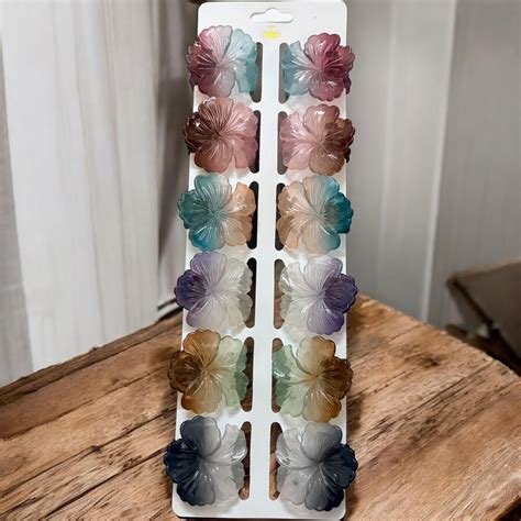 Hibiscus Transparent Glossy Finish Korean Hair Clips (Pack of 12 pcs ...
