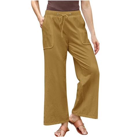 Pohista Womens Trouser Jeans Long Linen Pants Women Petite Length ...