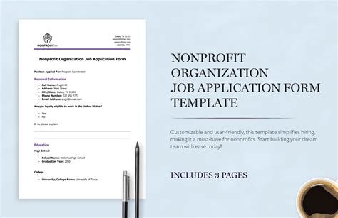 Nonprofit Organization Job Application Form Template in Google Docs ...