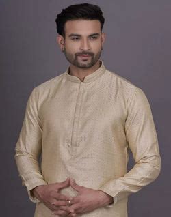 Jacquard Cream Colour Kurta Pyjama Set – South India Shopping Mall