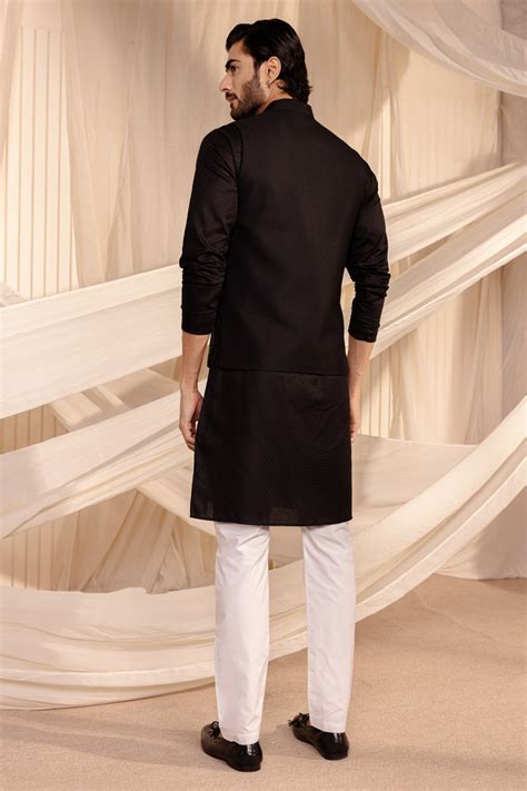 Buy Black Colour Long Sleeve Jodhpuri Jacket Kurta for Men | Cityvibes