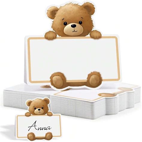 24pcs-Baby Shower Table Cards, Teddy Bear Table Seating Cards Tent Card ...