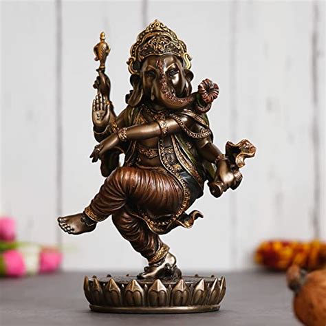 Shop Moolwan's Cold Cast Dancing Ganesha Statue on Lotus Flower – A ...