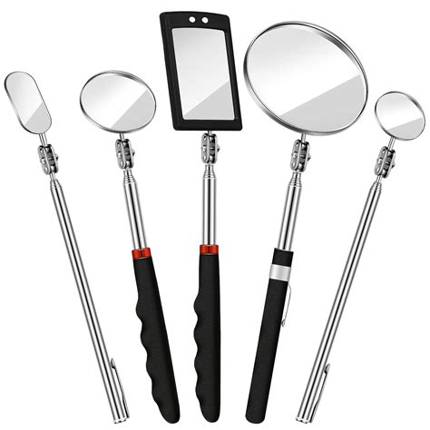 Snapklik.com : 5 Pcs Telescoping Inspection Mirror Set Round Stainless Steel Mirror 360 Rotation ...