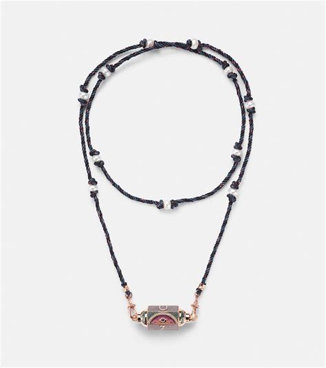 Lucky 18ct rose gold locket necklace with diamonds in pink - Marie Lichtenberg | Mytheresa