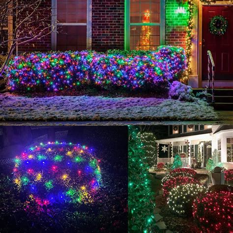 Shrubs Ideas Xmas Outside Lights Rosnek Upgraded LED Christmas Net