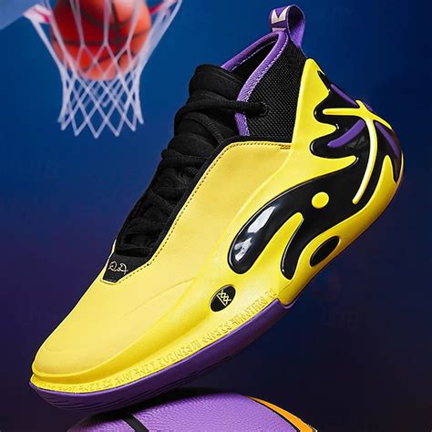 Men's Yellow and Black Basketball Shoes with Dynamic Design ...