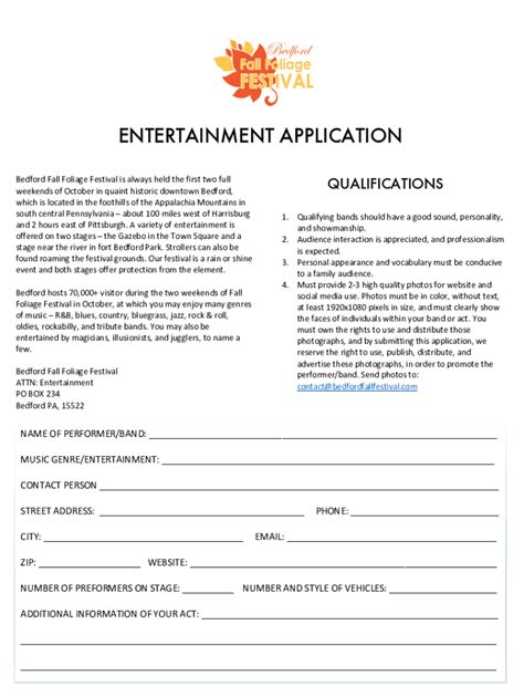 Fillable Online Fall Foliage Festival Entertainment Application.docx ...