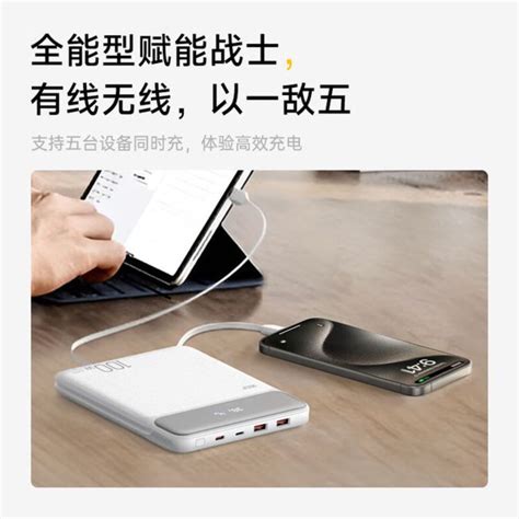 W&P 20000mAh High-Capacity Power Bank with Dual Cables, 100W Fast ...