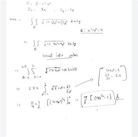 The area of the part of the surface of the paraboloid x