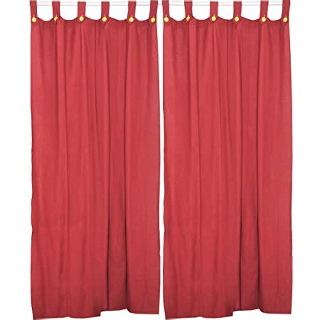 Buy Alemah Cotton Fabric Solid Tab Top Button Type Loop Window Curtain ...