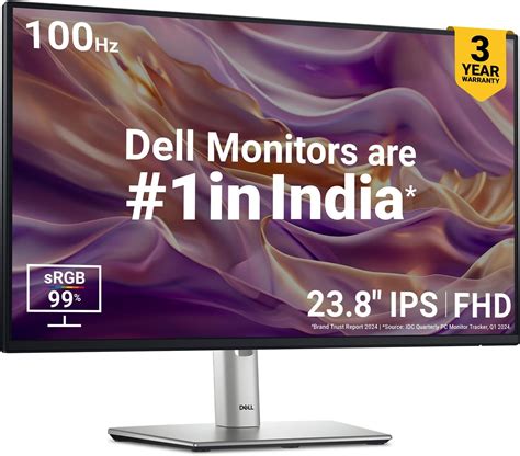 Dell P2425 Black 24" FHD Monitor 1920x1080 at 100Hz, 5ms Response Time ...