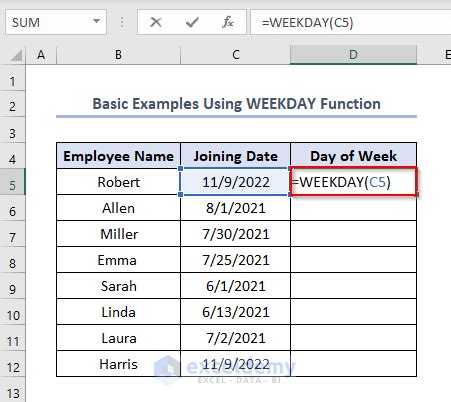 Image result for Weekday Excel